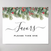 Rustic Winter Berry Pine Greenery Wedding Poster (Vorne)