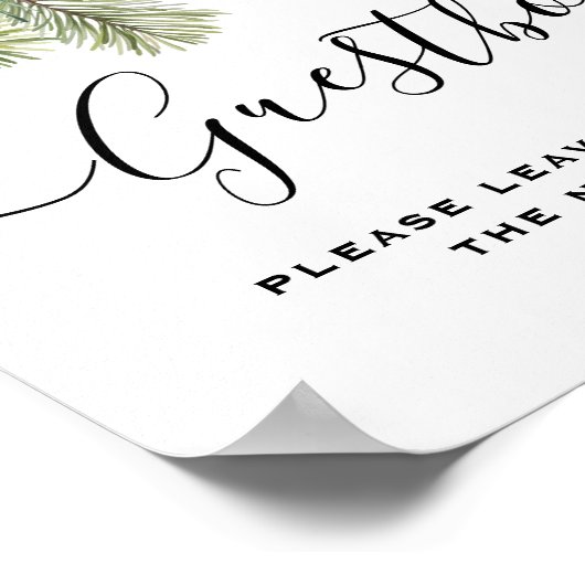 Rustic Winter Berry Pine Greenery Wedding Poster (Ecke)