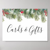 Rustic Winter Berry Pine Greenery Wedding Poster (Vorne)