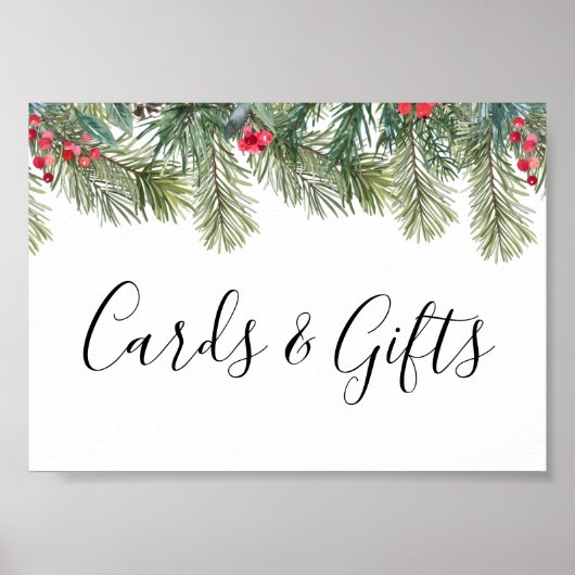 Rustic Winter Berry Pine Greenery Wedding Poster (Vorne)