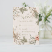Rustic Winter Boho RSVP Card with Pine Branches Dankeskarte (Stehend Vorderseite)