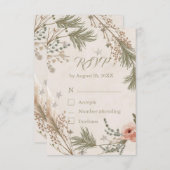 Rustic Winter Boho RSVP Card with Pine Branches Dankeskarte (Vorne/Hinten)