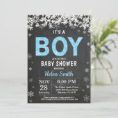 Rustic Winter Boy Baby Shower Einladung (Stehend Vorderseite)