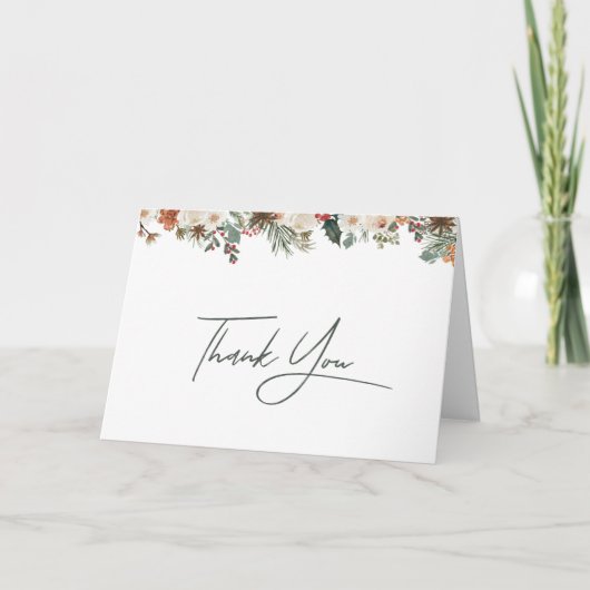 Rustic Winter Bridal Shower Thank You Card Dankeskarte (Vorderseite)