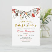 Rustic Winter Floral Merry Little Baby Shower Einladung (Stehend Vorderseite)