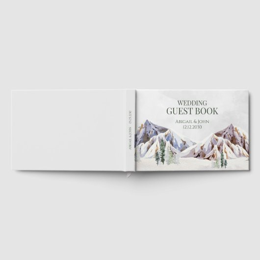 Rustic Winter Forest Mountain Wedding Gästebuch (Voll)