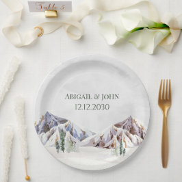 Rustic Winter Forest Mountain Wedding Pappteller