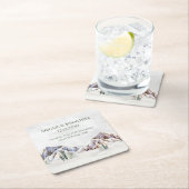 Rustic Winter Forest Mountain Wedding Rechteckiger Pappuntersetzer (Vor Ort)