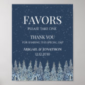 Rustic Winter Forest Wedding Favors Sign Poster (Vorne)