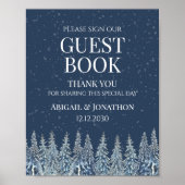 Rustic Winter Forest Wedding Guest Book Sign Poster (Vorne)