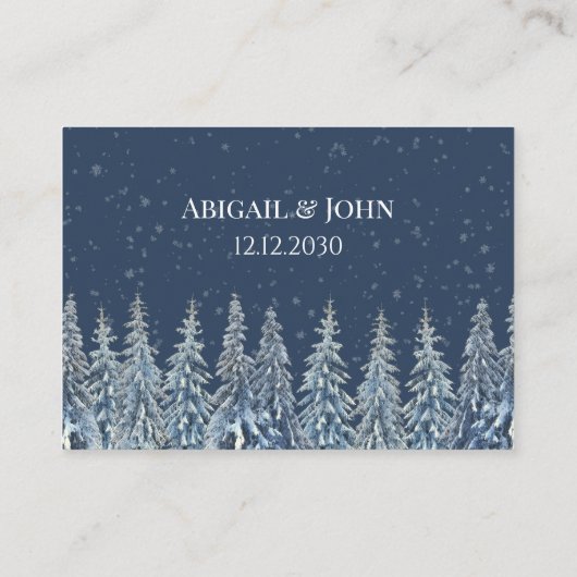 Rustic Winter Forest Wedding Place Setting Cards Platzkarte (Rückseite)