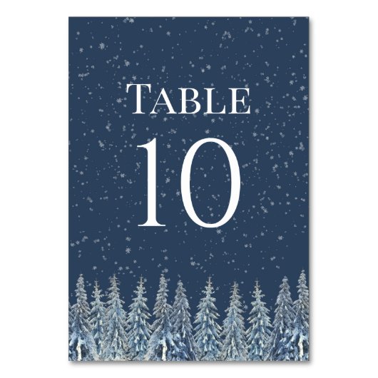 Rustic Winter Forest Wedding Table Number Cards Tischnummer (Rückseite)