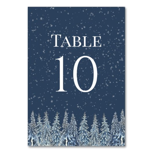 Rustic Winter Forest Wedding Table Number Cards Tischnummer (Vorderseite)