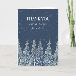 Rustic Winter Forest Wedding Thank You Card Dankeskarte