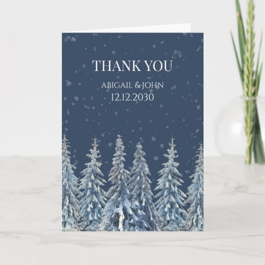Rustic Winter Forest Wedding Thank You Card Dankeskarte (Vorderseite)