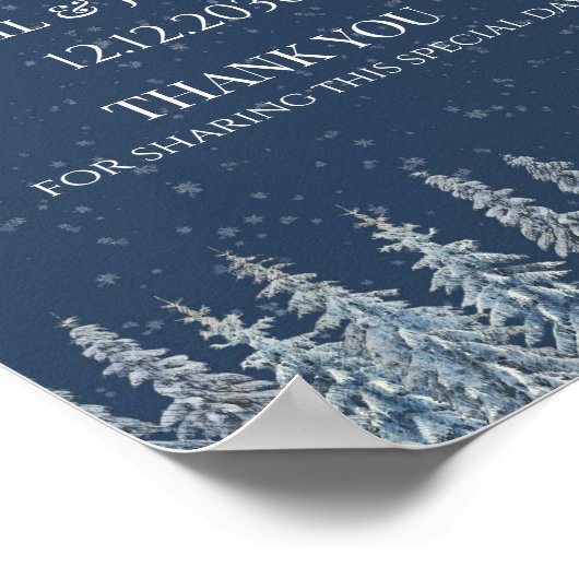 Rustic Winter Forest Wedding Welcome Poster (Ecke)