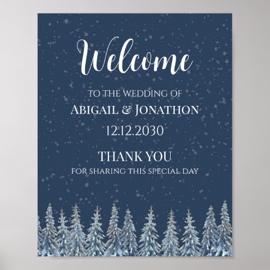Rustic Winter Forest Wedding Welcome Poster (Vorne)