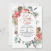 Rustic Winter Greenery Cold Outside Baby Shower  Einladung (Vorderseite)