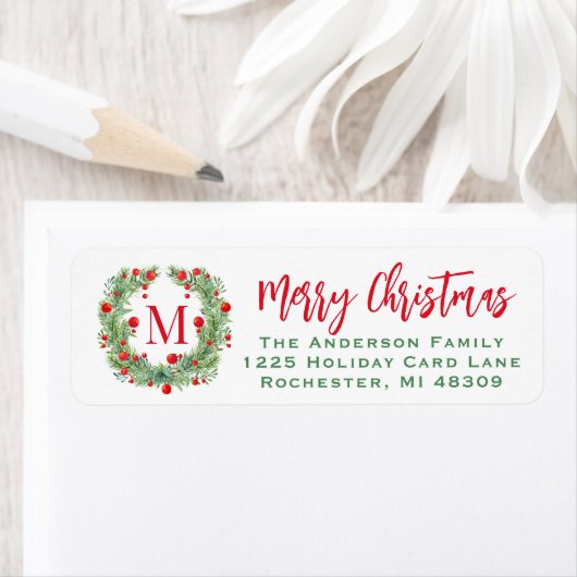 Rustic Winter Greenery Monogram Berry Wreath (Insitu)