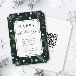 Rustic Winter Greenery QR Code Corporate Feiertagskarte
