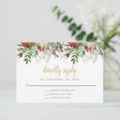 Rustic Winter Greenery RSVP Card Hochzeit Karte (Stehend Vorderseite)