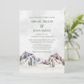 Rustic Winter Mountain Forest Wedding Invitations Einladung (Stehend Vorderseite)