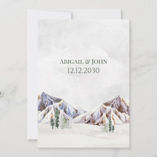 Rustic Winter Mountain Forest Wedding Invitations Einladung (Rückseite)