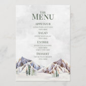 Rustic Winter Mountain Forest Wedding Menu Menükarte (Vorderseite)