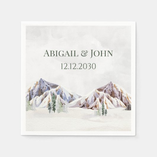Rustic Winter Mountain Forest Wedding Napkin Serviette (Vorderseite)
