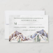 Rustic Winter Mountain Forest Wedding RSVP Karte (Vorderseite)