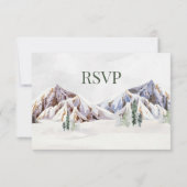 Rustic Winter Mountain Forest Wedding RSVP Karte (Rückseite)