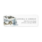 Rustic Winter Mountain Return Address Label (Vorne)