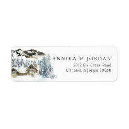 Rustic Winter Mountain Return Address Label