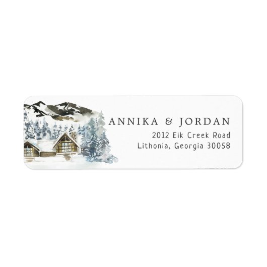 Rustic Winter Mountain Return Address Label (Vorne)