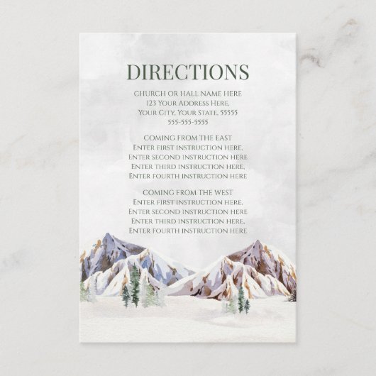 Rustic Winter Mountain Wedding Direction Insert (Vorderseite)