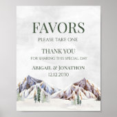 Rustic Winter Mountain Wedding Favors Sign Poster (Vorne)