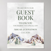 Rustic Winter Mountain Wedding Guest Book Sign Poster (Vorne)