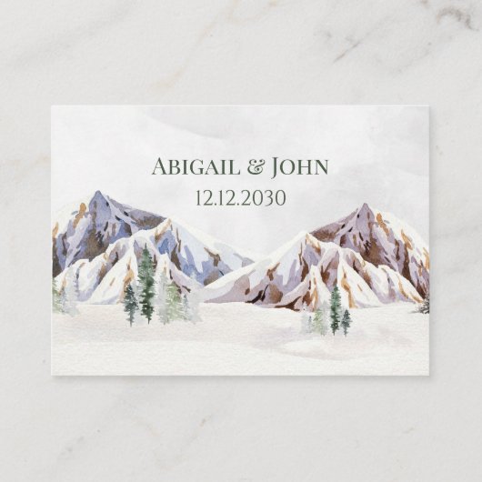 Rustic Winter Mountain Wedding Place Setting Cards Platzkarte (Rückseite)