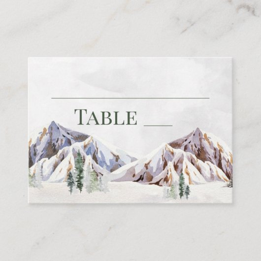 Rustic Winter Mountain Wedding Place Setting Cards Platzkarte (Vorderseite)