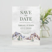 Rustic Winter Mountain Wedding Save the Date Card (Stehend Vorderseite)
