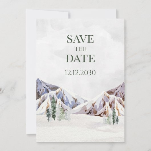 Rustic Winter Mountain Wedding Save the Date Card (Rückseite)
