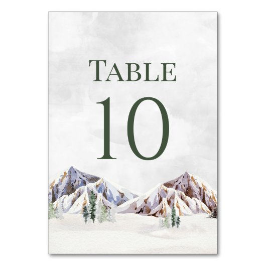 Rustic Winter Mountain Wedding Table Number Cards Tischnummer (Vorderseite)