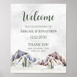 Rustic Winter Mountain Wedding Welcome Poster