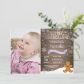 Rustic Winter Onederland 1. Geburtstag Einladung (Stehend Vorderseite)