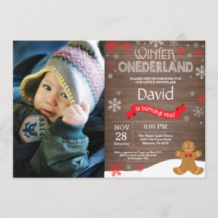 Rustic Winter Onederland 1. Geburtstag Einladung