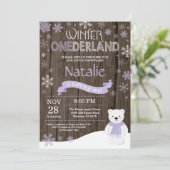 Rustic Winter Onederland 1. Geburtstag Einladung (Stehend Vorderseite)