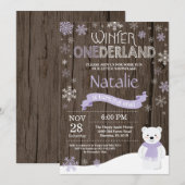 Rustic Winter Onederland 1. Geburtstag Einladung (Vorne/Hinten)