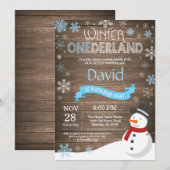Rustic Winter Onederland 1. Geburtstag Einladung (Vorne/Hinten)