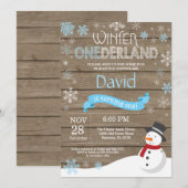 Rustic Winter Onederland 1. Geburtstag Einladung (Vorne/Hinten)