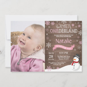 Rustic Winter Onederland 1. Geburtstag Einladung